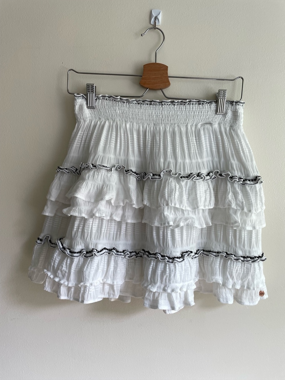 Scotch & Soda Maison Scotch White Tiered Ruffle Mini Skirt Boho Cotton Size S